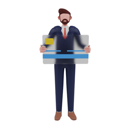 Geschäftsmann zeigt Kreditkarte  3D Icon