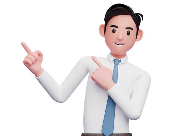 Geschäftsmann zeigt mit beiden Händen auf die Oberseite  3D Icon