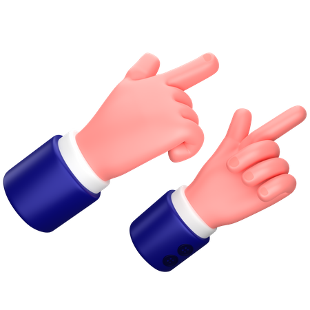 Geschäftsmann zeigt mit beiden Händen auf die richtige Geste  3D Icon