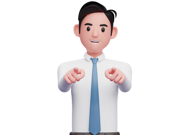 Geschäftsmann zeigt mit beiden Zeigefingern auf die Kamera  3D Icon