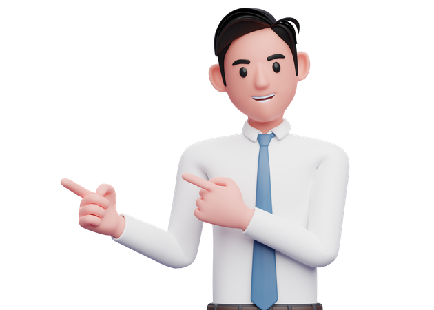 Geschäftsmann zeigt mit beiden Zeigefingern zur Seite  3D Icon