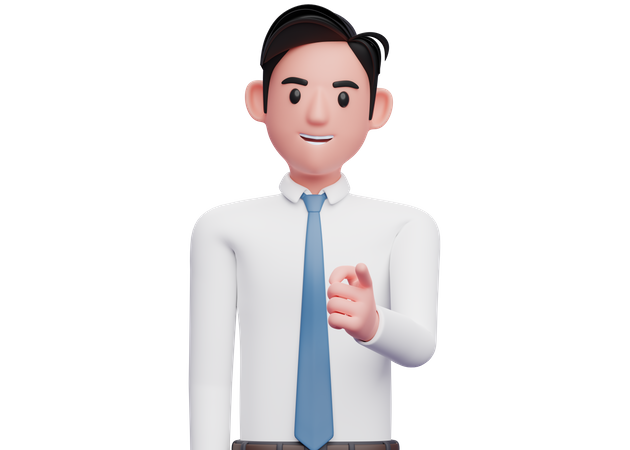 Geschäftsmann zeigt mit der linken Hand auf die Kamera  3D Icon