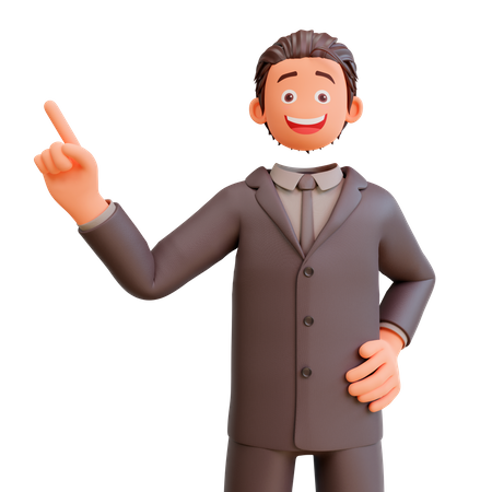 Geschäftsmann zeigt mit einem Finger  3D Illustration
