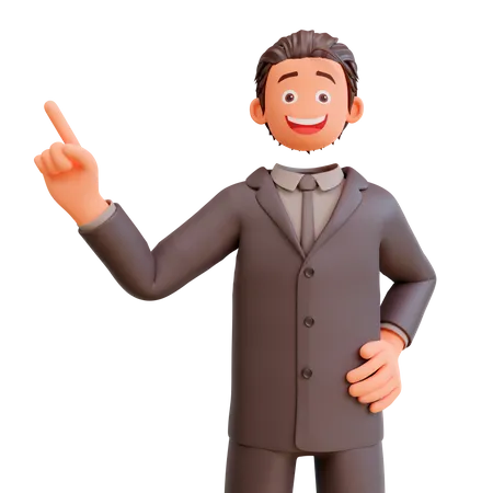 Geschäftsmann zeigt mit einem Finger  3D Illustration