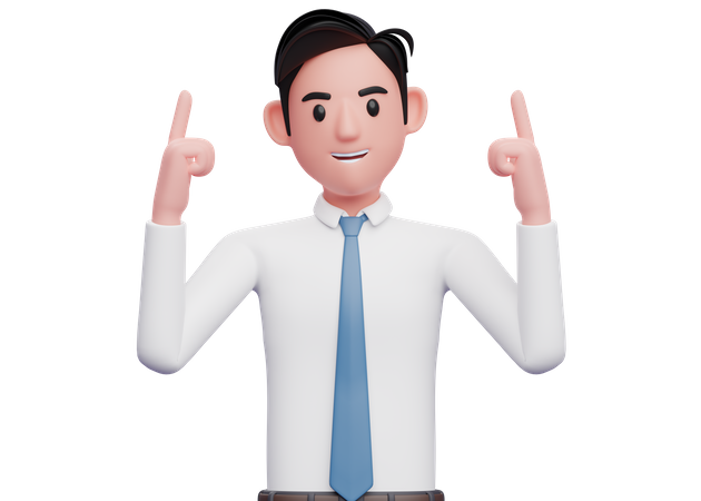 Geschäftsmann zeigt mit zwei Fingern nach oben  3D Icon