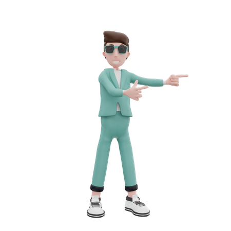 Geschäftsmann zeigt nach links  3D Icon