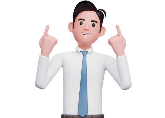Geschäftsmann zeigt nach oben und ist dankbar  3D Icon