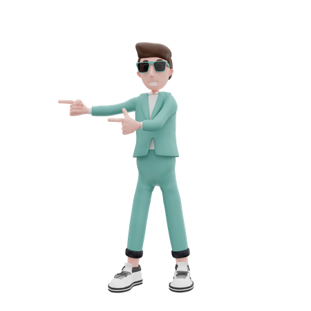 Geschäftsmann zeigt nach rechts  3D Icon