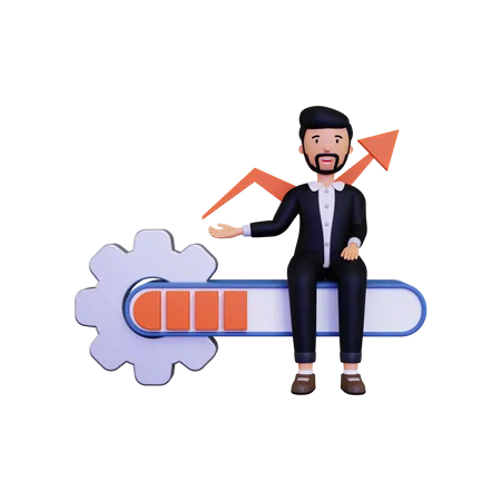 Geschäftsmann zeigt Prozessdiagramm  3D Illustration