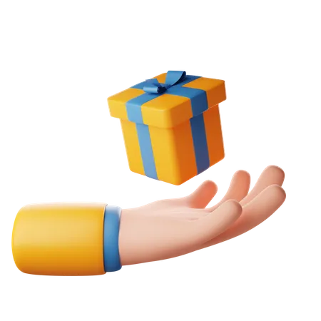 Handbewegung mit Geschenk halten  3D Icon