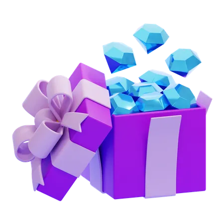 Geschenkbox mit Diamant  3D Icon