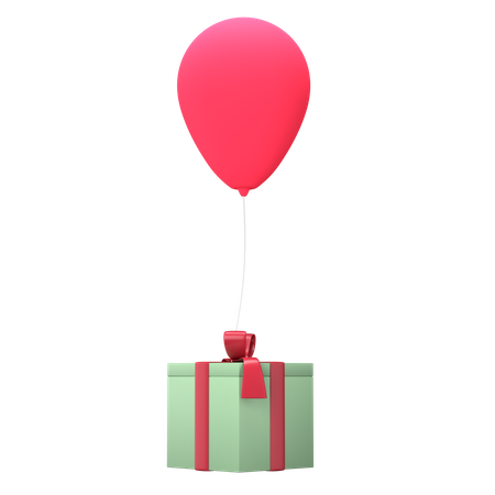 Geschenkbox und Ballon  3D Illustration