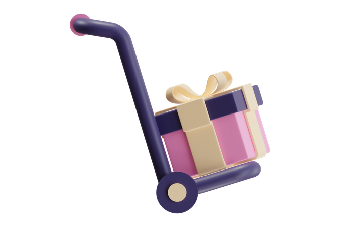 Geschenkwagen mit Geschenk  3D Icon