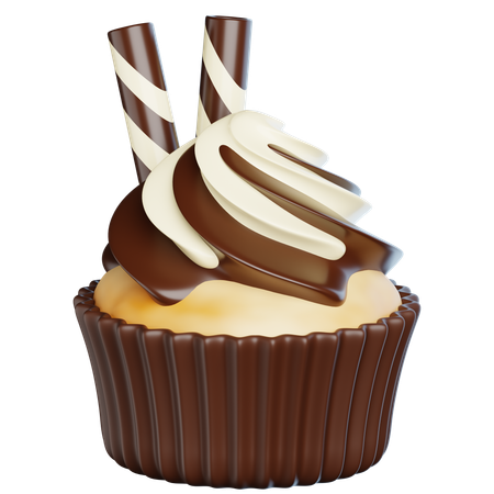 Cupcakes mit geschmolzener Schokolade  3D Icon