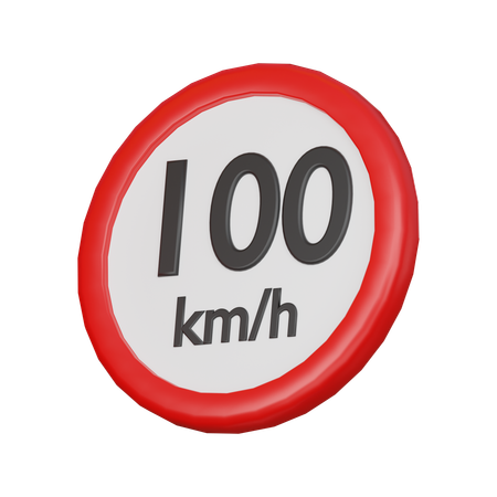 Geschwindigkeitsbegrenzung 100 km/h Schild  3D Icon