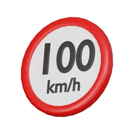 Geschwindigkeitsbegrenzung 100 km/h Schild  3D Icon