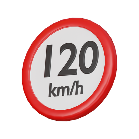 Geschwindigkeitsbegrenzung 120 km/h Schild  3D Icon