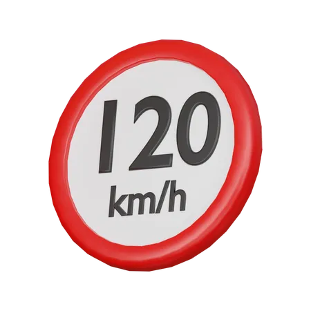 Geschwindigkeitsbegrenzung 120 km/h Schild  3D Icon