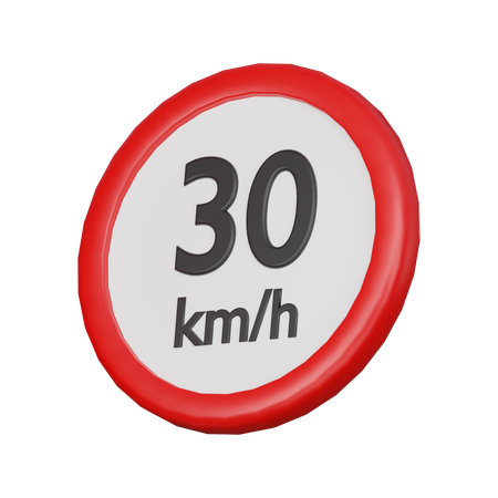 Geschwindigkeitsbegrenzung 30 km/h Schild  3D Icon