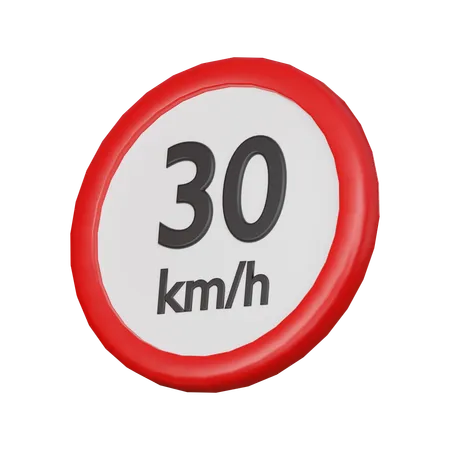 Geschwindigkeitsbegrenzung 30 km/h Schild  3D Icon