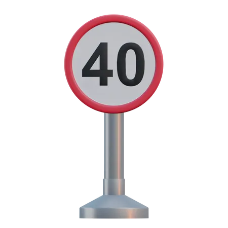 Geschwindigkeitsbegrenzung 40  3D Icon