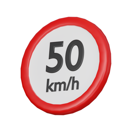 Geschwindigkeitsbegrenzung 50 km/h Schild  3D Icon