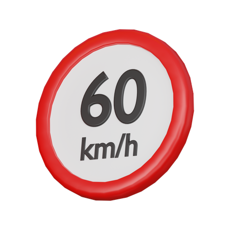 Geschwindigkeitsbegrenzung 60 km/h Schild  3D Icon