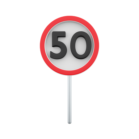 Geschwindigkeitsbegrenzung auf 50 km/h  3D Icon