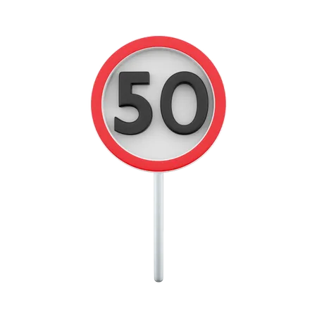 Geschwindigkeitsbegrenzung auf 50 km/h  3D Icon