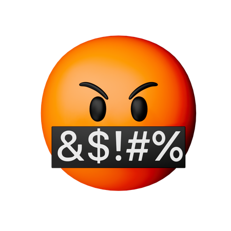 Gesicht mit Symbolen auf dem Mund  3D Icon