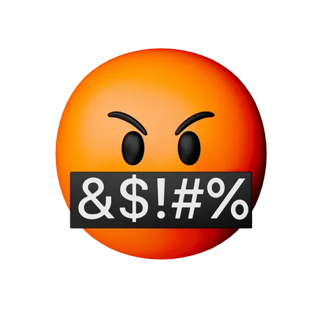 Gesicht mit Symbolen auf dem Mund  3D Icon