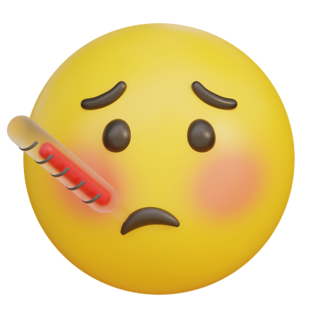 Gesicht mit einem Thermometer im Mund, weil es ein kaltes Emoji hat  3D Icon
