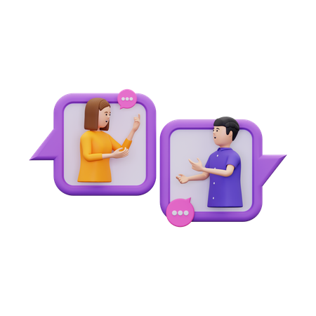 Gespräch zwischen Mann und Frau  3D Illustration