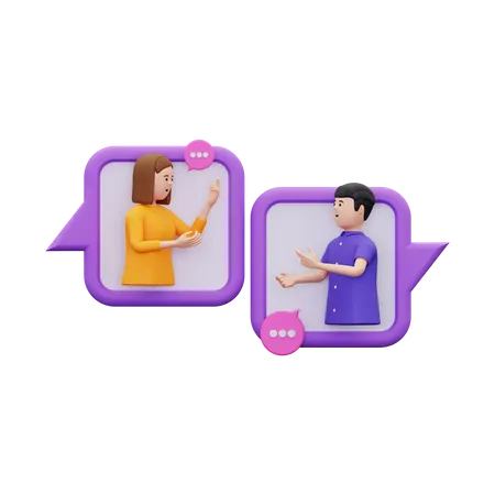 Gespräch zwischen Mann und Frau  3D Illustration