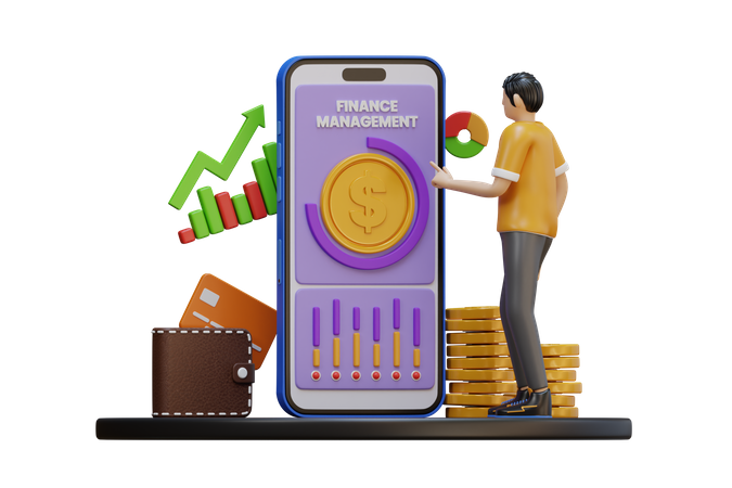 Gestão financeira empresarial  3D Illustration