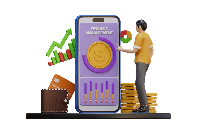 Gestão financeira empresarial  3D Illustration