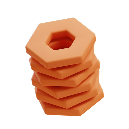Gestapelte achteckige Ringe  3D Illustration