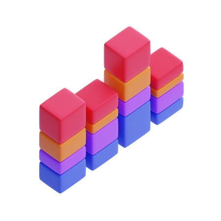 Gestapeltes Balkendiagramm  3D Icon