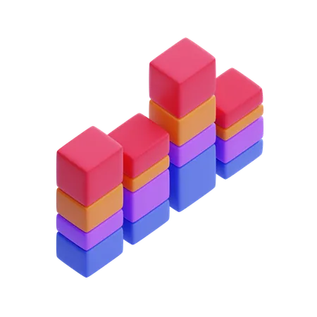 Gestapeltes Balkendiagramm  3D Icon