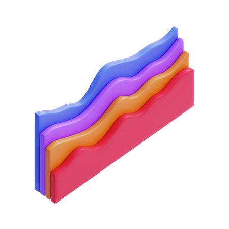 Gestapeltes Flächendiagramm  3D Icon