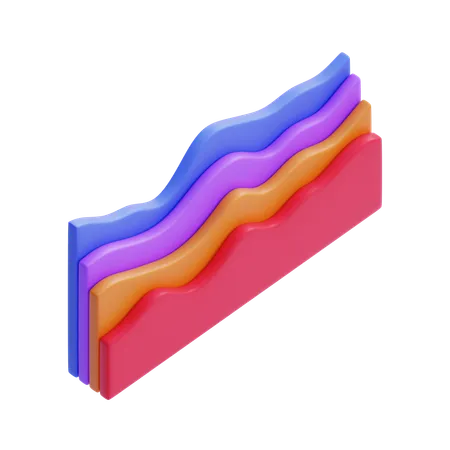 Gestapeltes Flächendiagramm  3D Icon