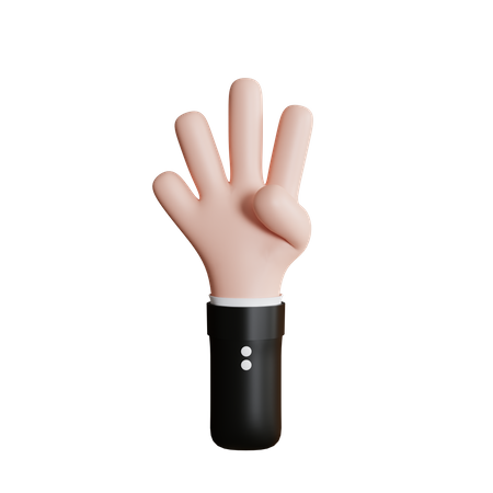 Geste à quatre doigts  3D Icon
