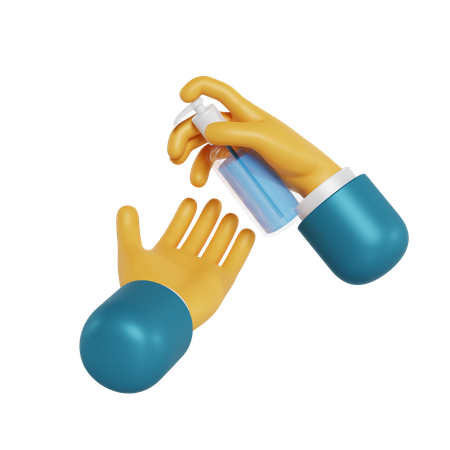 Geste de désinfection des mains  3D Illustration