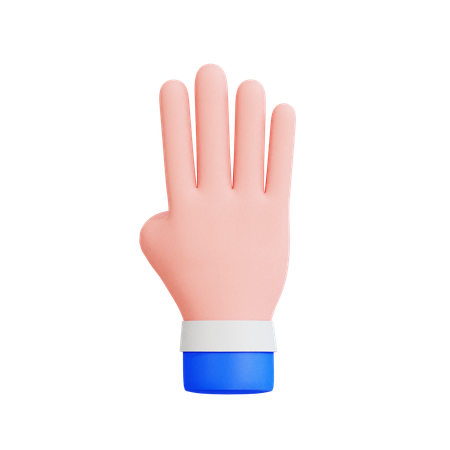 Geste de la main à quatre doigts  3D Icon