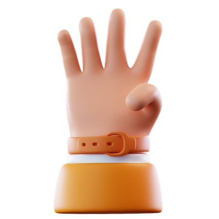 Geste de la main à quatre doigts  3D Icon