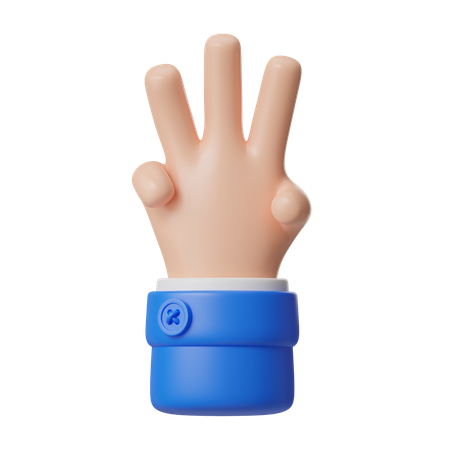 Geste de la main à trois doigts  3D Icon