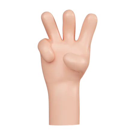 Geste de la main à trois doigts  3D Icon