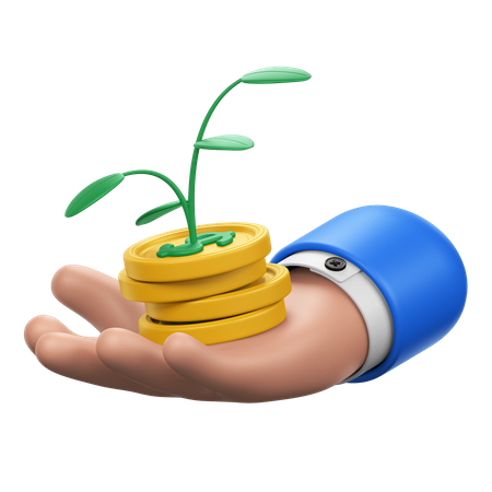 Geste de la main avec une plante d'argent  3D Icon