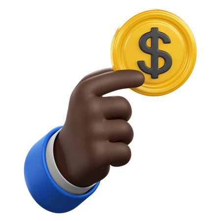 Geste de la main avec une pièce d'un dollar  3D Icon