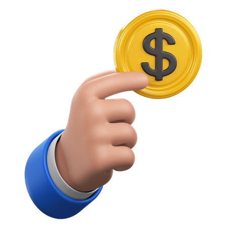 Geste de la main avec une pièce d'un dollar  3D Icon